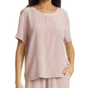 Club Monaco Relaxed Silk T-Shirt Chemise Pink Rose Small NWT